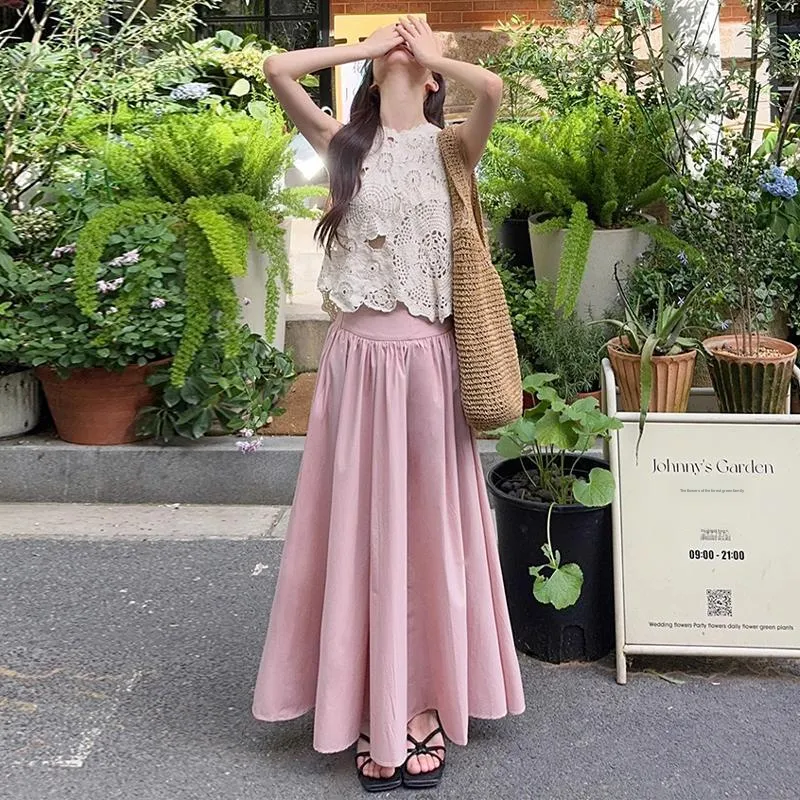 Gentle Welcome Skirt Set Women's Ecru Top+Pink Skirt-2