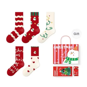 JKN Festival Gift Box Series Mid Calf Socks Unisex Box 5 Pack