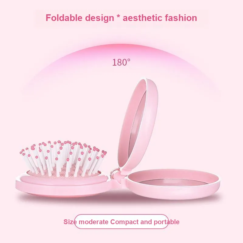 Future Maple Mini 2 in 1 Folding Mirror Air Cushion Comb Portable Comb And Mirror Set-4