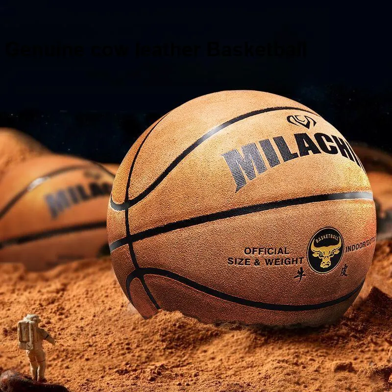 MILACHIC Cow Leather Basketball Playful Brown Size 7 Ball Training-1