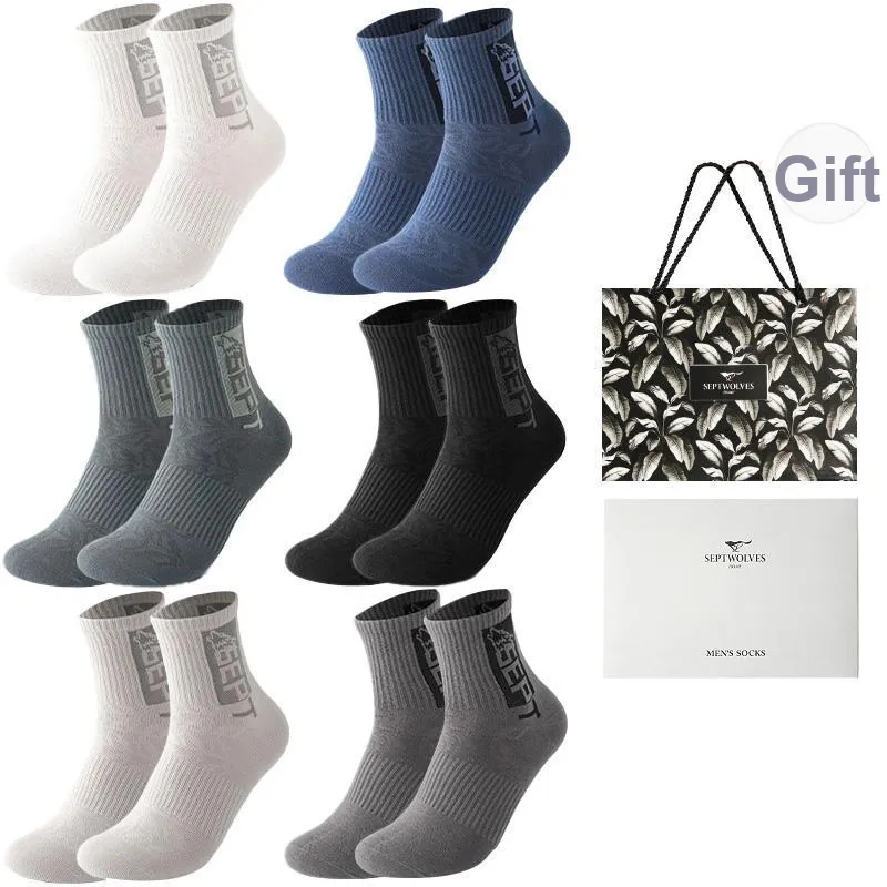 SEPTWOLVES Mid Calf Socks Men's 6 Pairs Gift Box Packaged