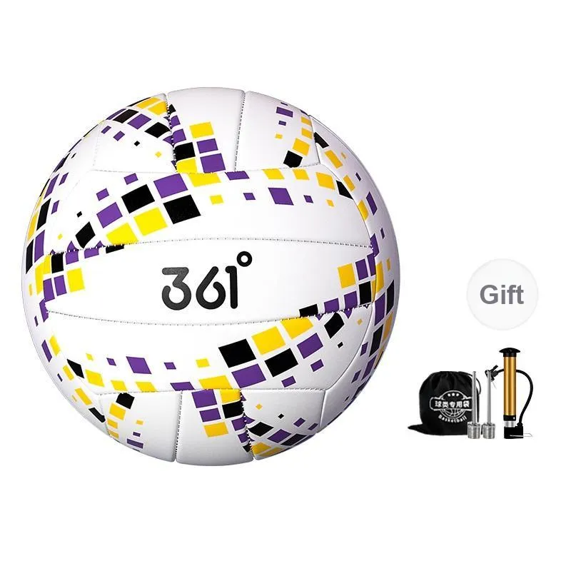 361° PVC Size 5 Volleyball Unisex Black Yellow Purple-0
