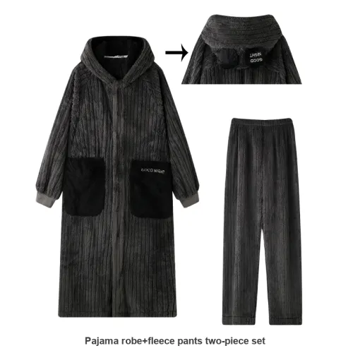 MEITENG Pajama Set Fall Winter Unisex Dark Gray Light Brown