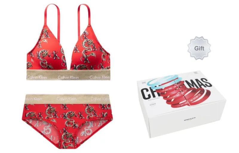 CALVIN KLEIN Year Of The Dragon Limited Series Underwear Set Women's Vibrant Red-2