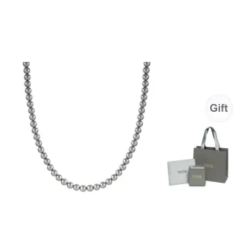 YPYN Shell Pearl Necklaces Women's Dark Gray