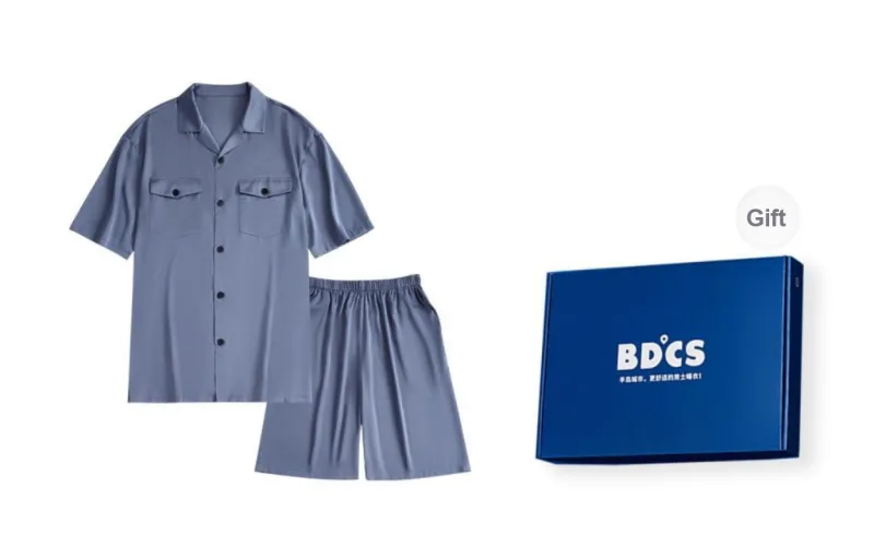 Peninsula City Pajama Set Men's Dusty Blue Gift Box Set-0