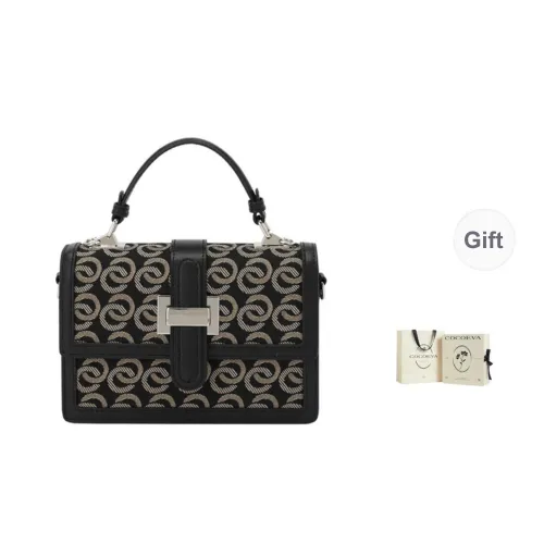COCOEVA Top Grain Cow Leather Commute Handbag Shoulder Bag Regular Womens Starry Black