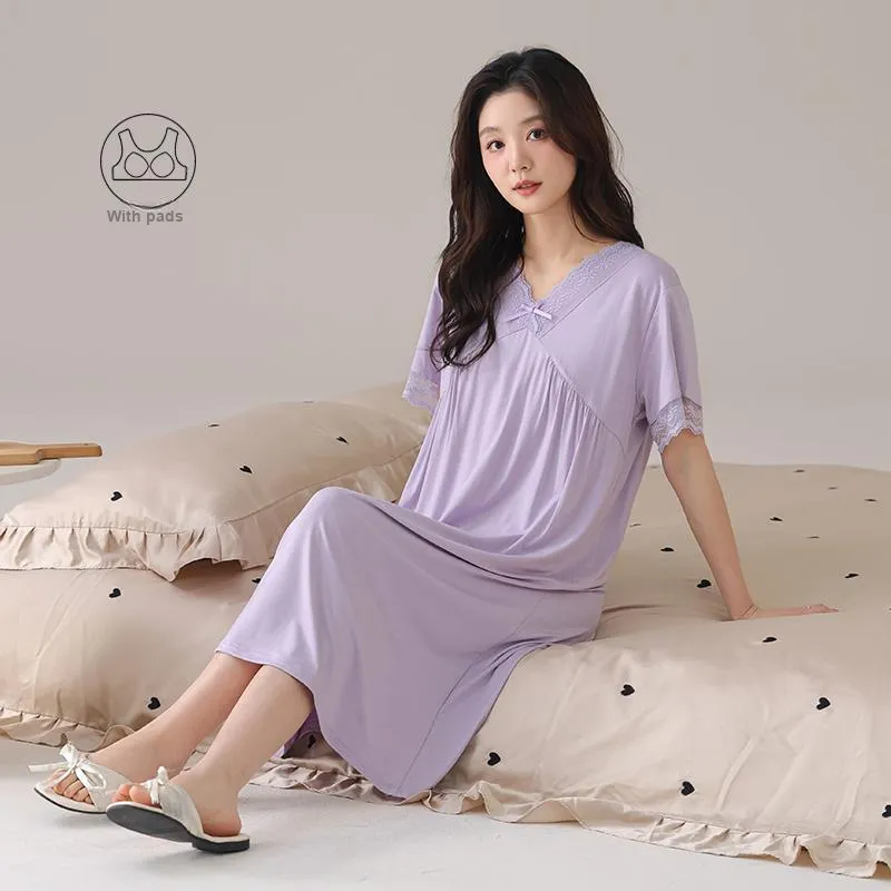 FENTENGCARE Nightgown Women's Violet-5