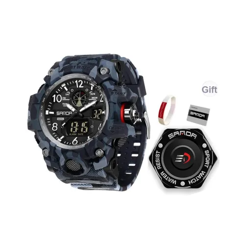 Sanda Электронные + Кварцевые Механические Часы Мужские Черный Циферблат