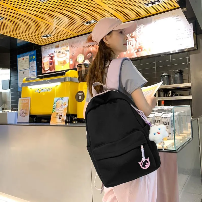 Yalu Nylon Backpack Regular Unisex White/Black/Yellow/Lake Blue-8