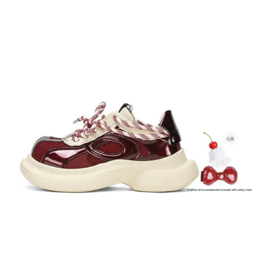 Ouder Street Anti Slip And Wear Resistant Height Increasing Low Top Casual Shoes Women's Red