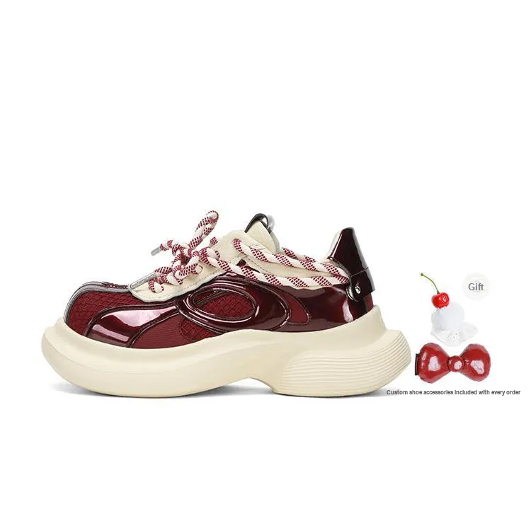 Ouder Street Anti-Slip And Wear-Resistant Height Increasing Low-Top Casual Shoes Women's Red-0