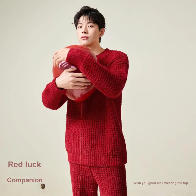 Aannsfam Pajama Set Men's Basic Red-4