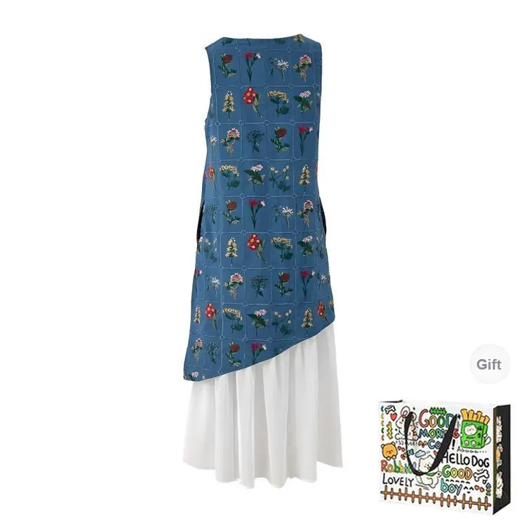 HAPG Sleeveless Dresses Women's Blue Shopping Bag Included-1