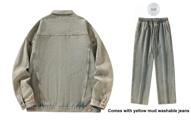 BOTH PLAY Denim Jacket Comes With Short Sleeved T Shirt Unisex-22