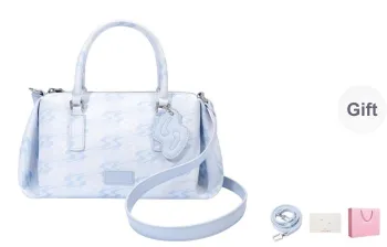 OMTO PVC Boston Bag, Shoulder Bag, Crossbody Bag, Handbag Women's Sea Salt Blue/Milk Cream Gray/Chestnut Pink