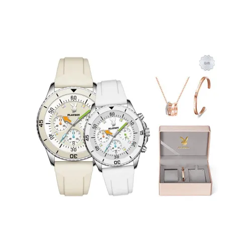 Playboy Кварцевый механизм силиконовый ремешок унисекс бежевый циферблат часов