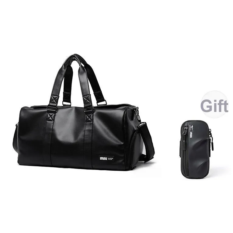 SEPTWOLVES PVC Portable Crossbody Short Trip Business Travel Bag QPL Unisex Black