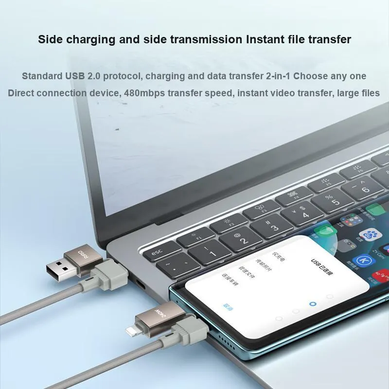 RIRO D60 1.2m Multifunction All in One Four in One Woven Cable Comfortable To The Touch Durable And Long Lasting-6
