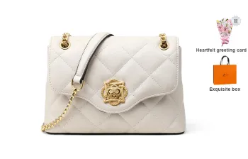 L'ALPINA Cow Leather Small Square Bag, Crossbody Bag, Shoulder Bag Regular Women's Ecru