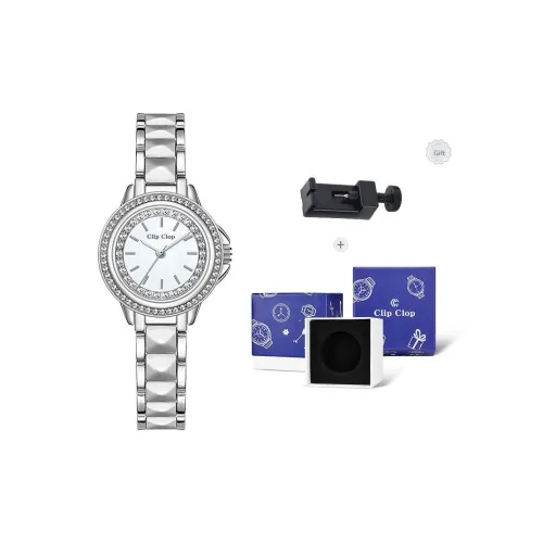 Clip Clop Винтаж Минималистский стиль Двойной Круг Стразы Украшенное Часы 30м Толщина корпуса Водонепроницаемый