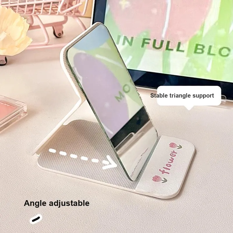 Gentle Welcome Desktop Folding Mirror Stand, Portable And Compact Cute Small Mirror-4