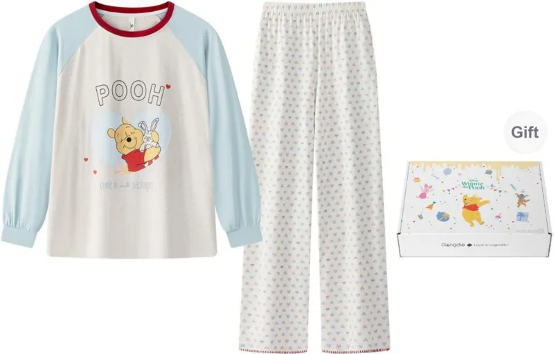 Gongdie x Disney Pajama Set Women's Blue Apricot, Gift Box Set-0