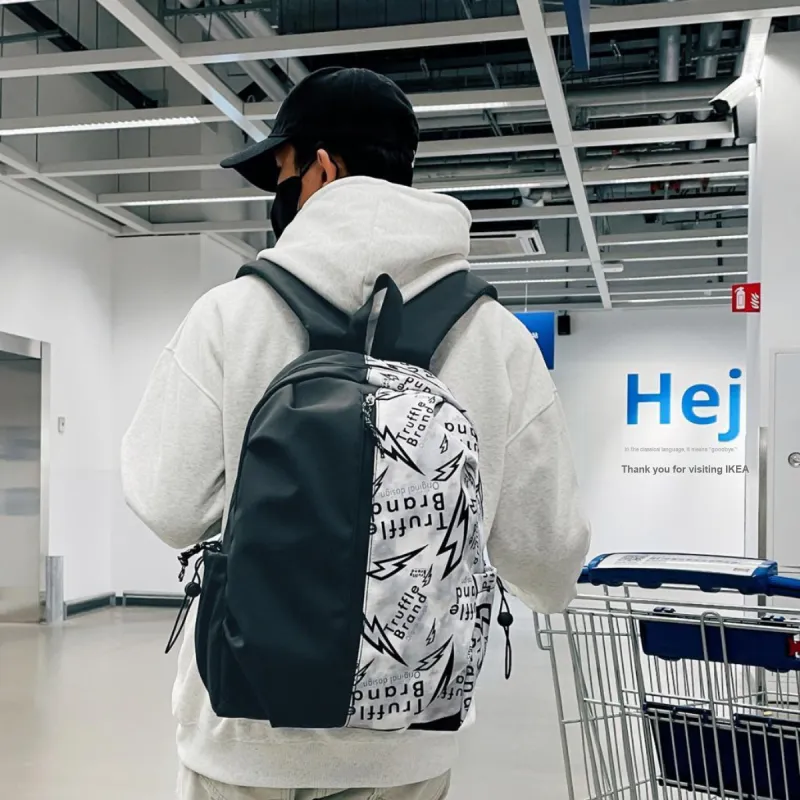 HCXK Nylon Backpack Unisex Black/White/Gray-16