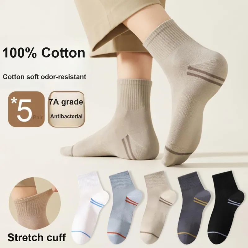 THREEGUN Mid-Calf Socks Men's 5 Pack Mixed Color-1