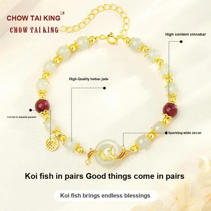 CHOW TAI KING Hetian Jade Bracelets White Jade/Pale Greenish White Jade Women's-5