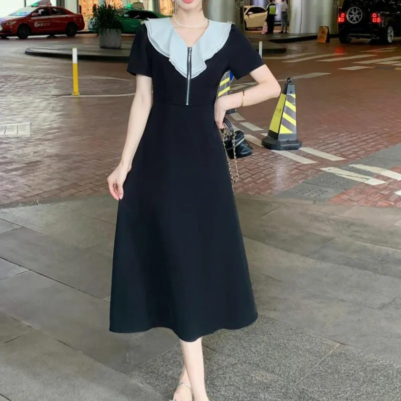 TORIGHT Short Sleeved Dress Women's Black-6