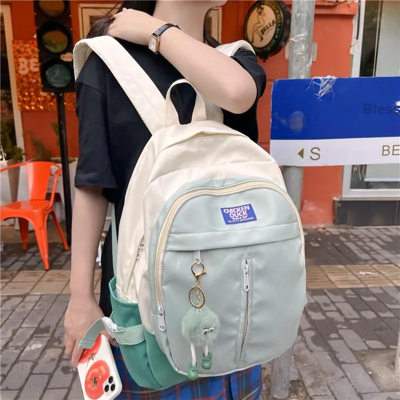 KAKAXI Composite Cloth Backpack Women's Pink/Blue/Green-5