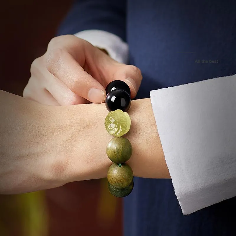 Moonstone Edge Green Sandalwood Wooden Bracelets Men's-7