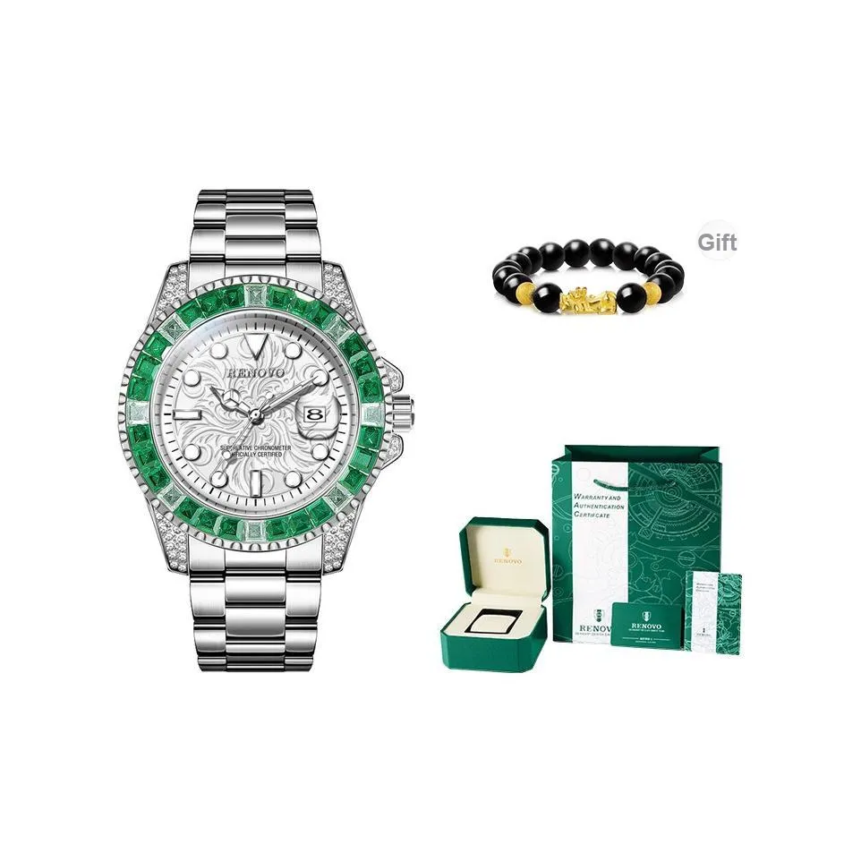 RENOVO Кварцевый механизм ремешок из нержавеющей стали мужские часы многоцветный циферблат
