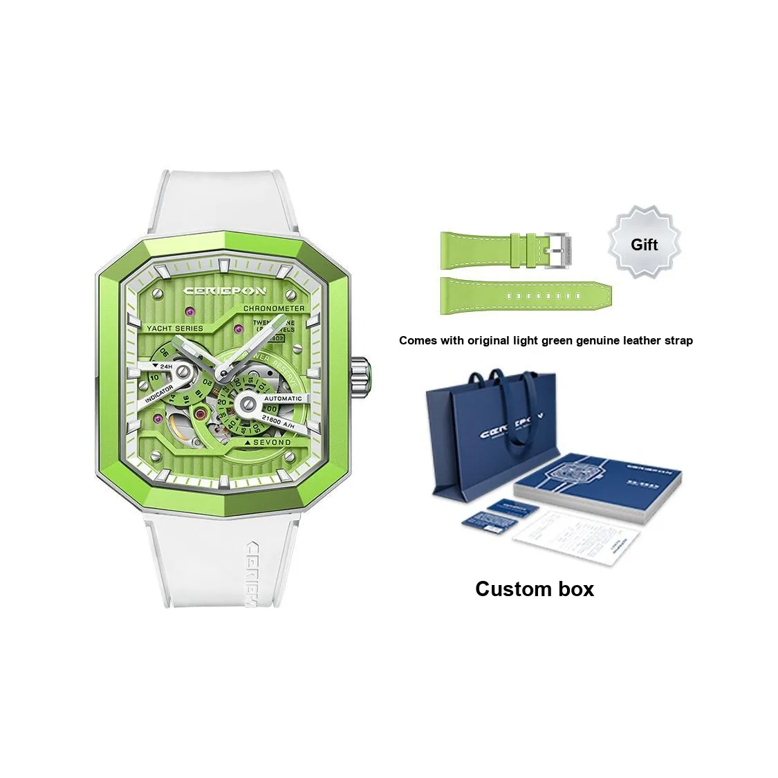 CERIEPON Автоматические механические часы Женские часы Зеленый циферблат CP 8902G A7