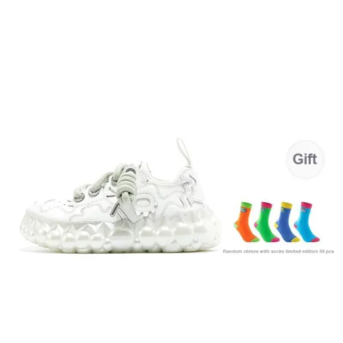 OETZI Fusion Ice Series Wear-Resistant Breathable Lightweight Height Increasing Low-Top Casual Shoes Unisex White