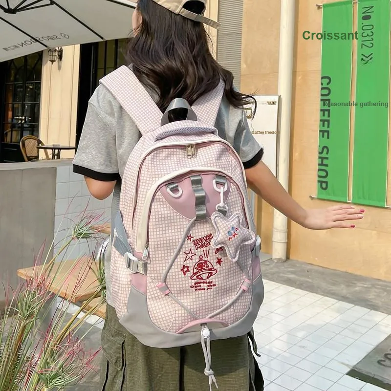BAODIDAISHU Nylon Backpack Laptop Bag Backpack Regular Women's Purple/Yellow-1