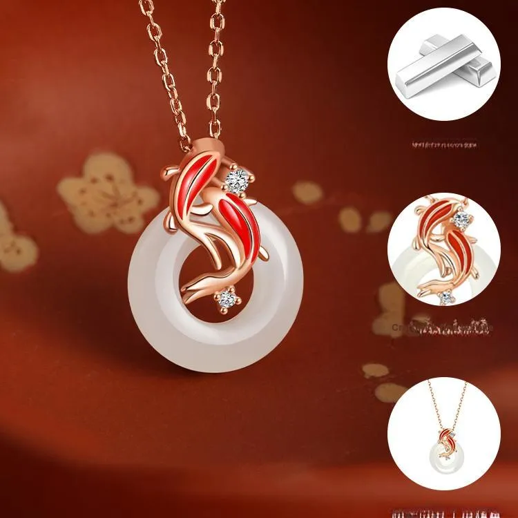 CHINA GOLD Hetian Jade Necklaces White Jade/Pale Greenish White Jade Women's-2