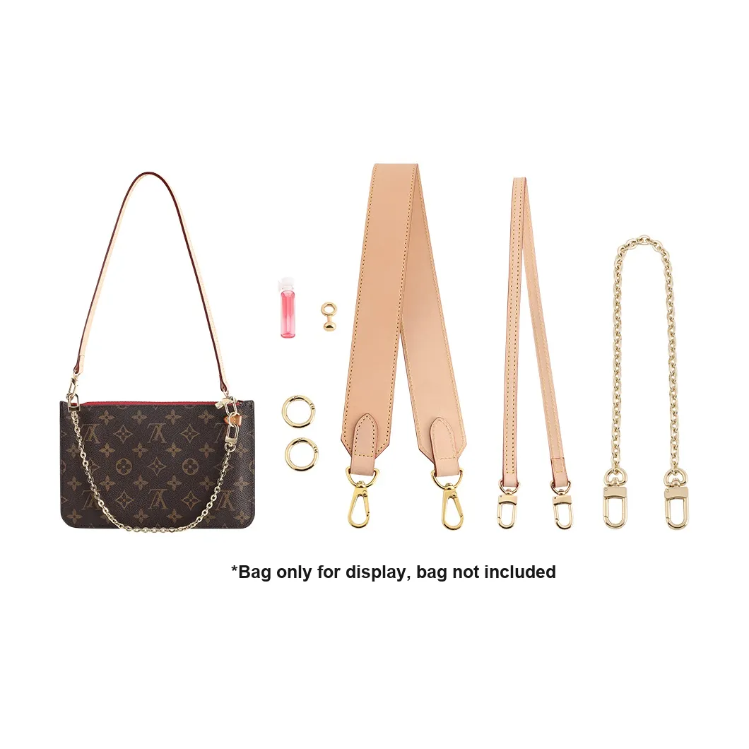 Ingenuity Handmade Cow Leather Shoulder Bag Shoulder Strap Accessories Decoration Chain Bag Strap Women's Beige