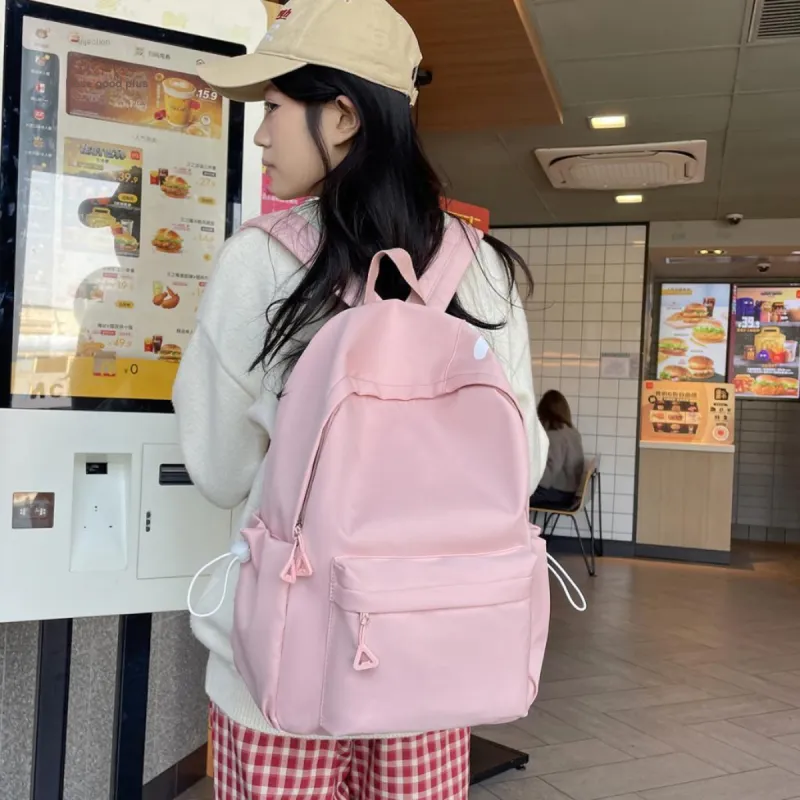 WICKBUEN Nylon Backpack Unisex White/Black/Pink-8