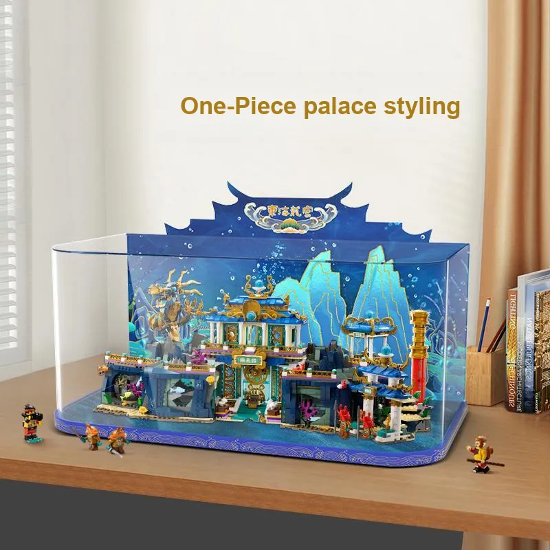 LIGHT YOUR BRICKS Goku Monkie Kid Legend East Sea Palace Akari Display Case Model Accessories-4