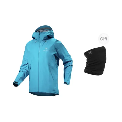 Arcteryx Beta Series Windbreaker Jackets Men Lipstick Carp Blue+Free Scarves