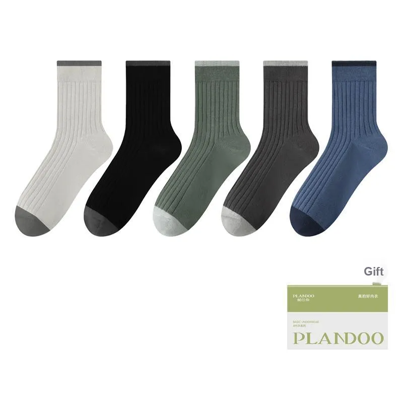PLANDOO Mid Calf Socks Men's Shopping Bag 5 Pack-10