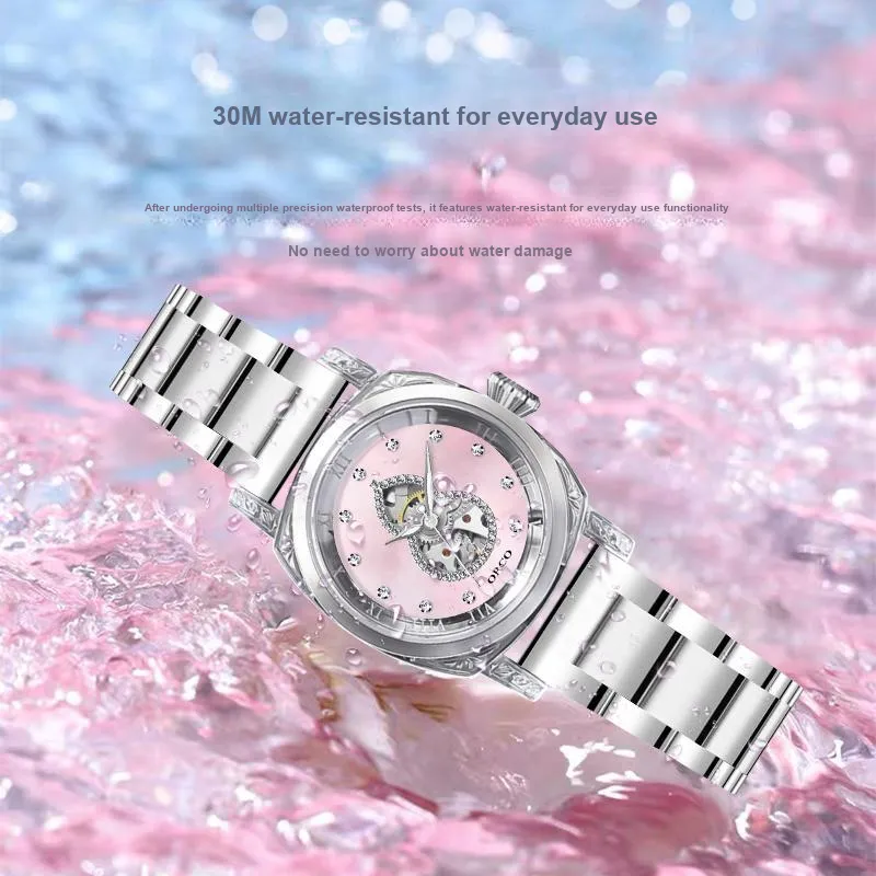 ORCO Automatic Mechanical Movement Watch Women's Watch White Dial-6