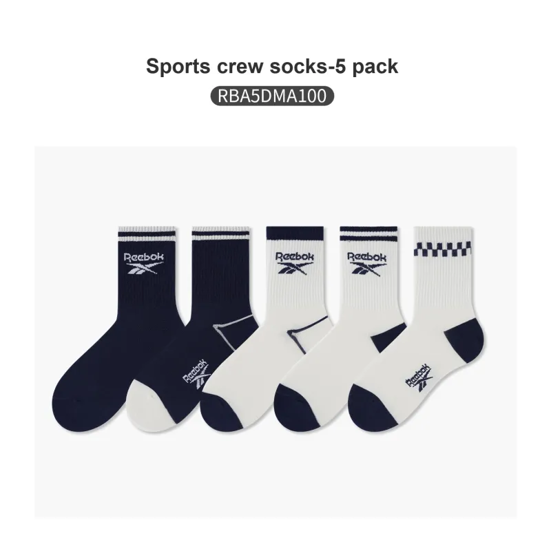 Reebok Mid Calf Socks Unisex 5 Pack Mixed Color-5