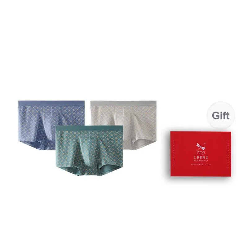 RED DRAGONFLY Cotton Panties Men's 3 Pack Gift Box Set-0