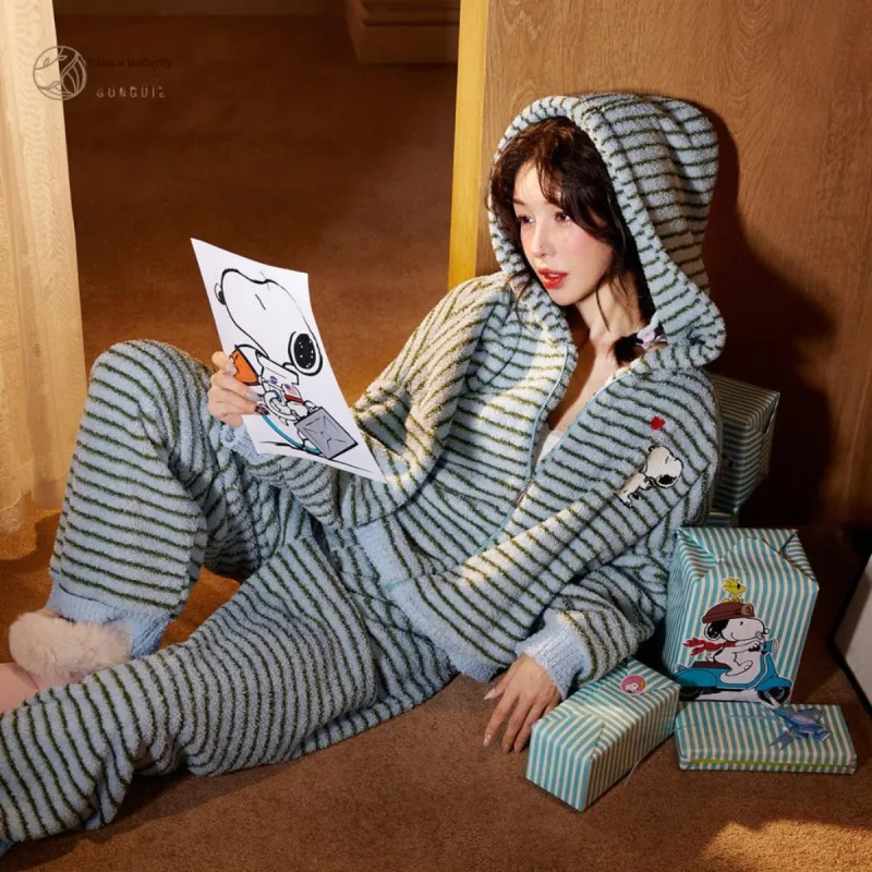 Gongdie x SNOOPY/ Pajama Set Women's Turquoise-6