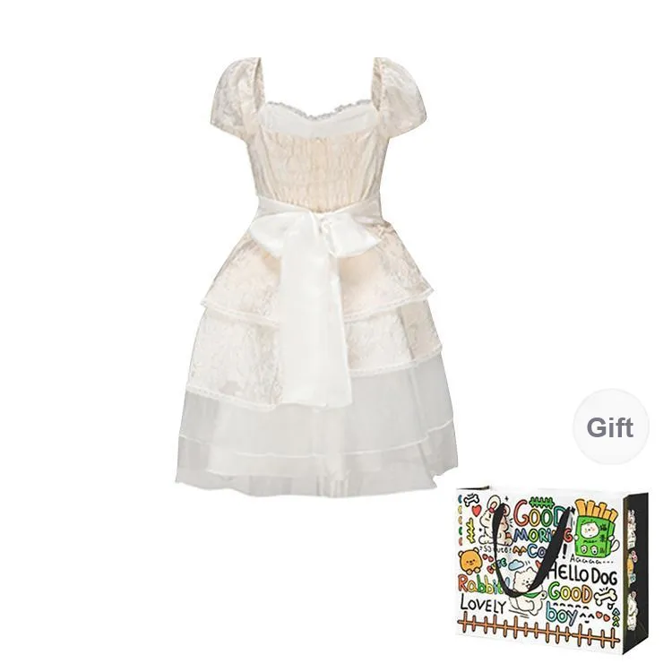 Dippanis Short Sleeved Dress Women's Apricot-1