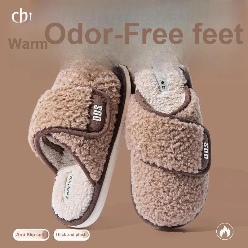Foot Recreation Winter Home Warm Non Swollen Feet Hook and Loop Cotton Slippers Unisex-18