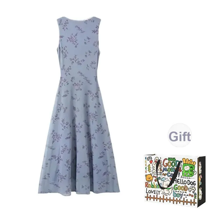 PZHK Sleeveless Dresses Women's Blue Dress Shopping Bag-1